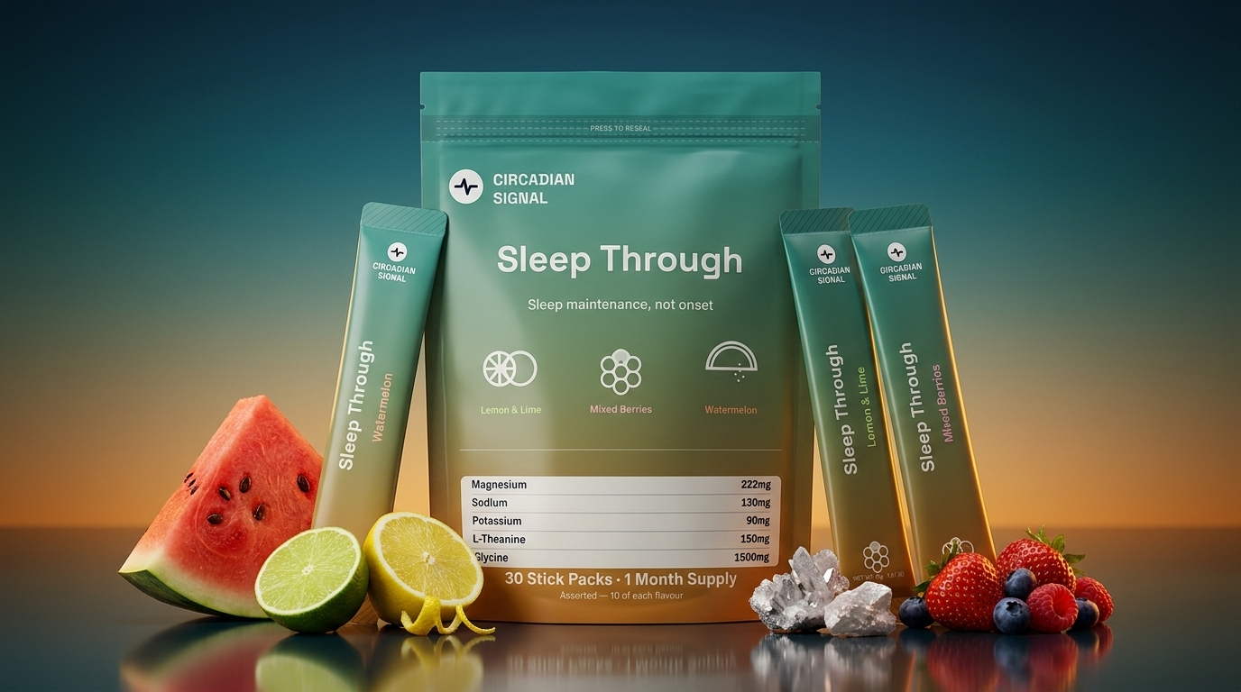 Circadian Signal Sleep Through pack, one month supply, all 3 flavours, with fruit and mineral props